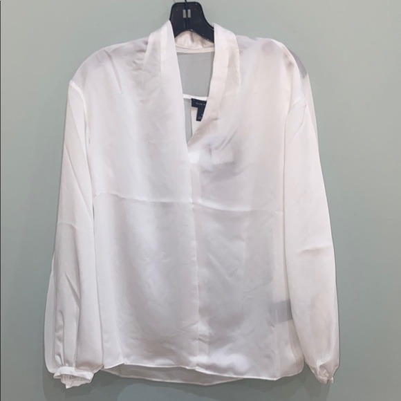 Club Monaco Sheer Combo Blouse Black V Neck Long Sleeve Button Cuff Women's S - Picture 3 of 8